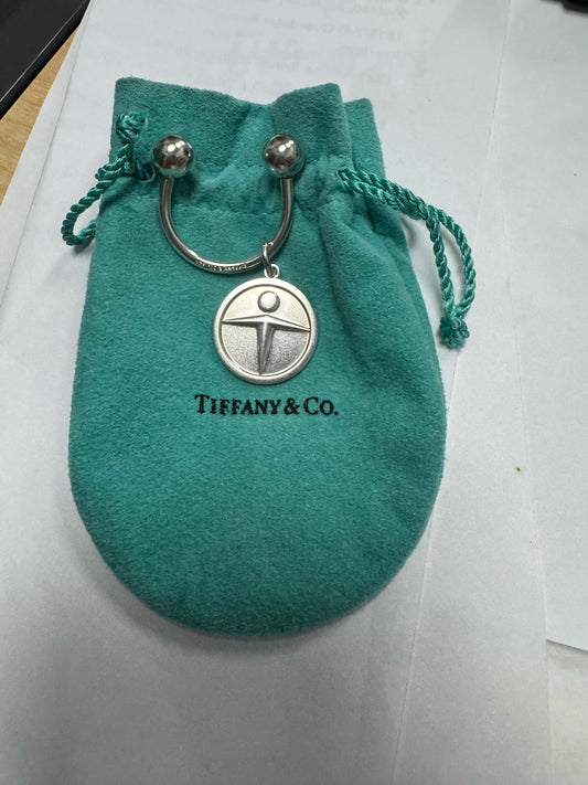 Tiffany & Co 925 Sterling Silver Horseshoe Key Ring Manpower Logo Screw Off Ball