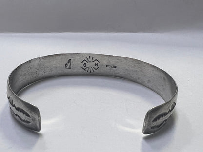 Guy Hoskie Sterling Silver .50" Open Cuff Bracelet GH Navajo