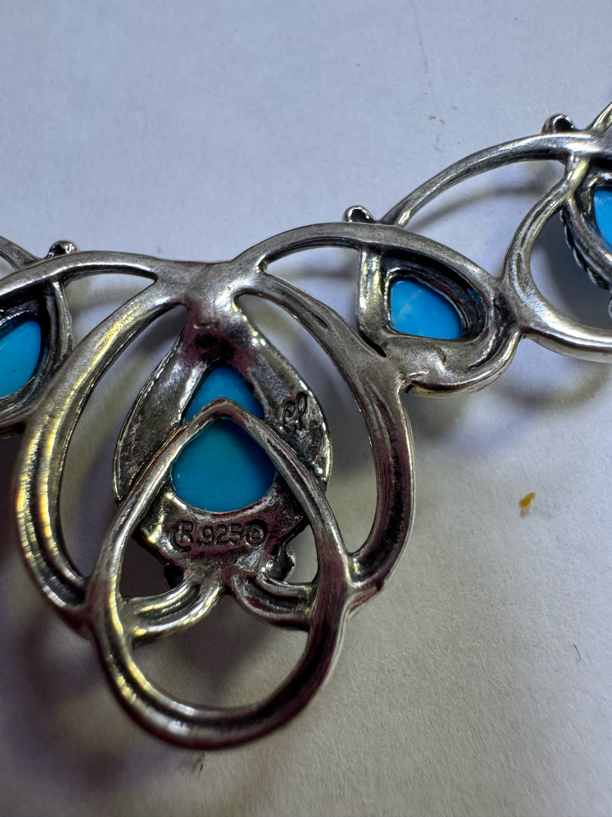 Carolyn Pollack Sterling Silver Sleeping Beauty Turquoise Necklace Adj up to 17"