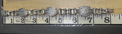 Harley Davidson Motorcycle Sterling Silver Bike Chain Link Bracelet 8"