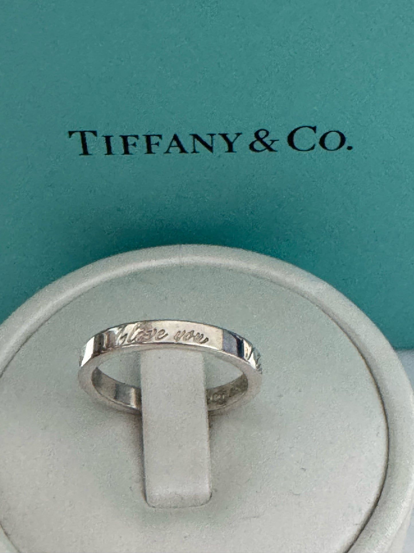 Tiffany & Co. Sterling Silver I Love You Notes Narrow Band Ring Size 5