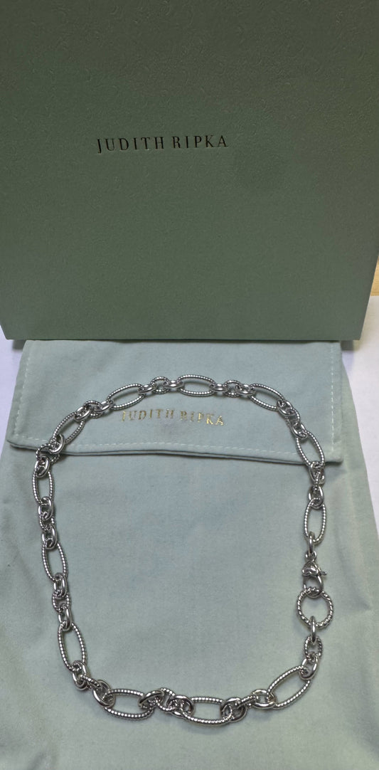 Judith Ripka 925 Sterling Silver Textured Oval Chain Link 18" Necklace
