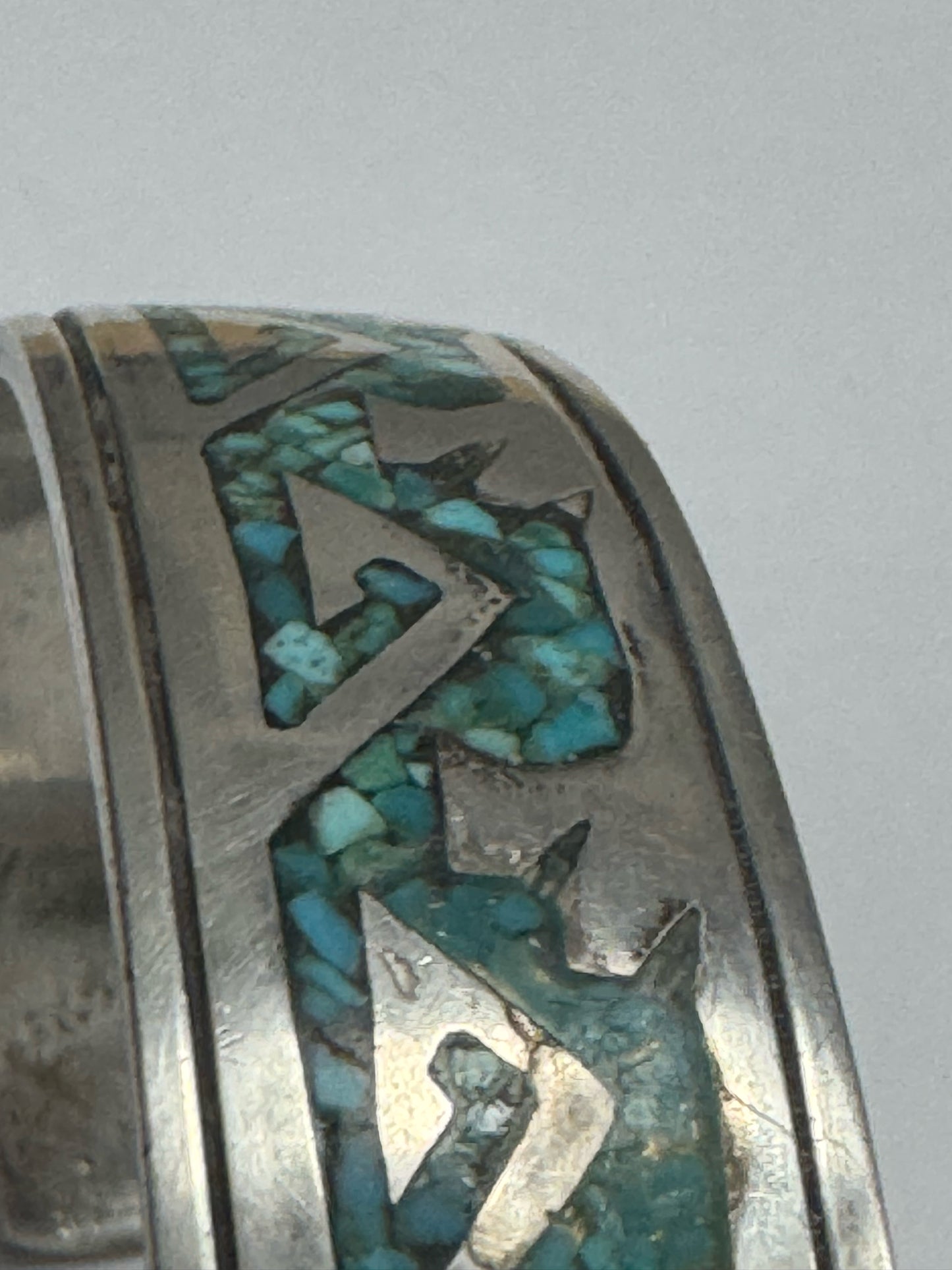Tommy Singer Sterling Silver Mosaic Turquoise Native American Cuff  Bracelet