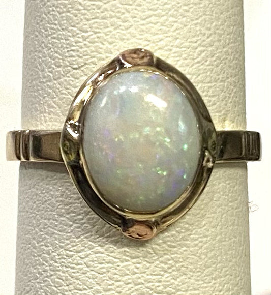 14k Yellow Gold Antique Vintage Opal Ring Size 6.75