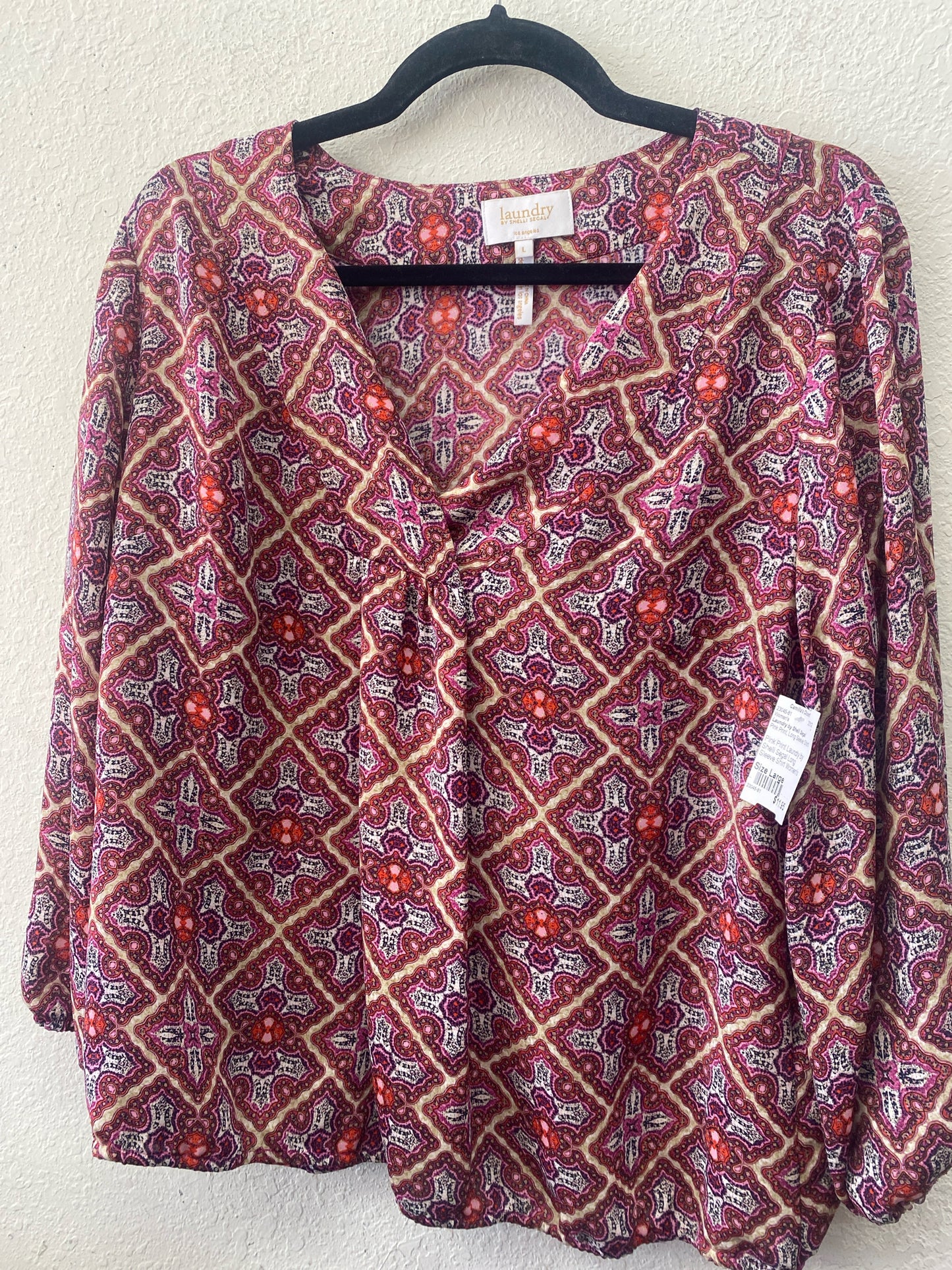 Pink Print Laundry by Shelli Segal Long Sleeve Shirt Women's