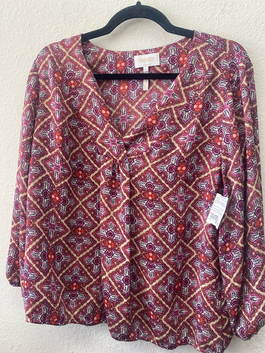 Pink Print Laundry by Shelli Segal Long Sleeve Shirt Women's