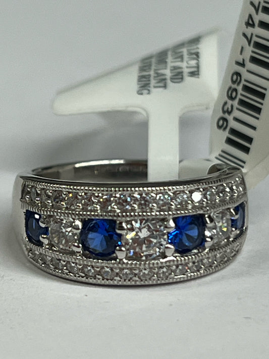 Sterling Silver Blue & White CZ Ring New w/ Tags JTV Size 8