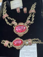 Heidi Daus Vol 2 Chain Of Events Pink Crystal Set Necklace Bracelet Earrings