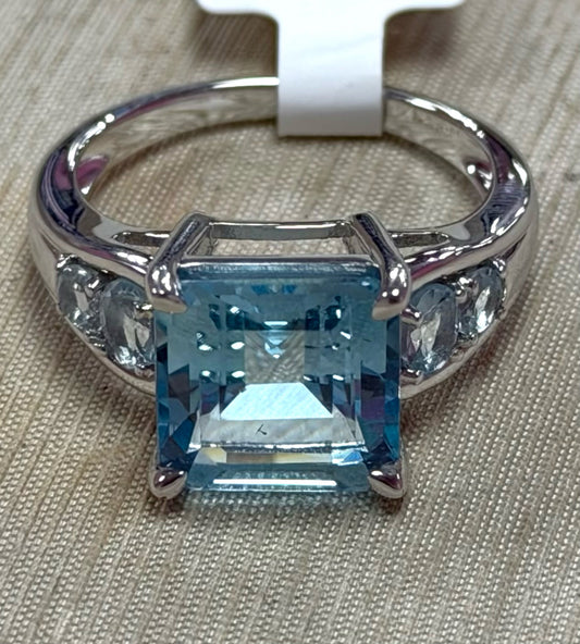 Sterling Silver Blue Topaz Ring New w/ Tags JTV Size 8