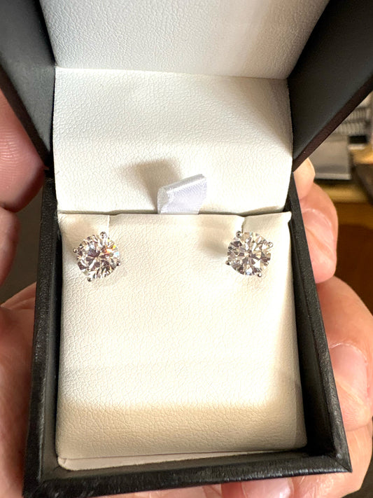 14kw 2.66 cttw Lab Created Diamond  Earrings Round F Color VS1 Clarity 481CW46