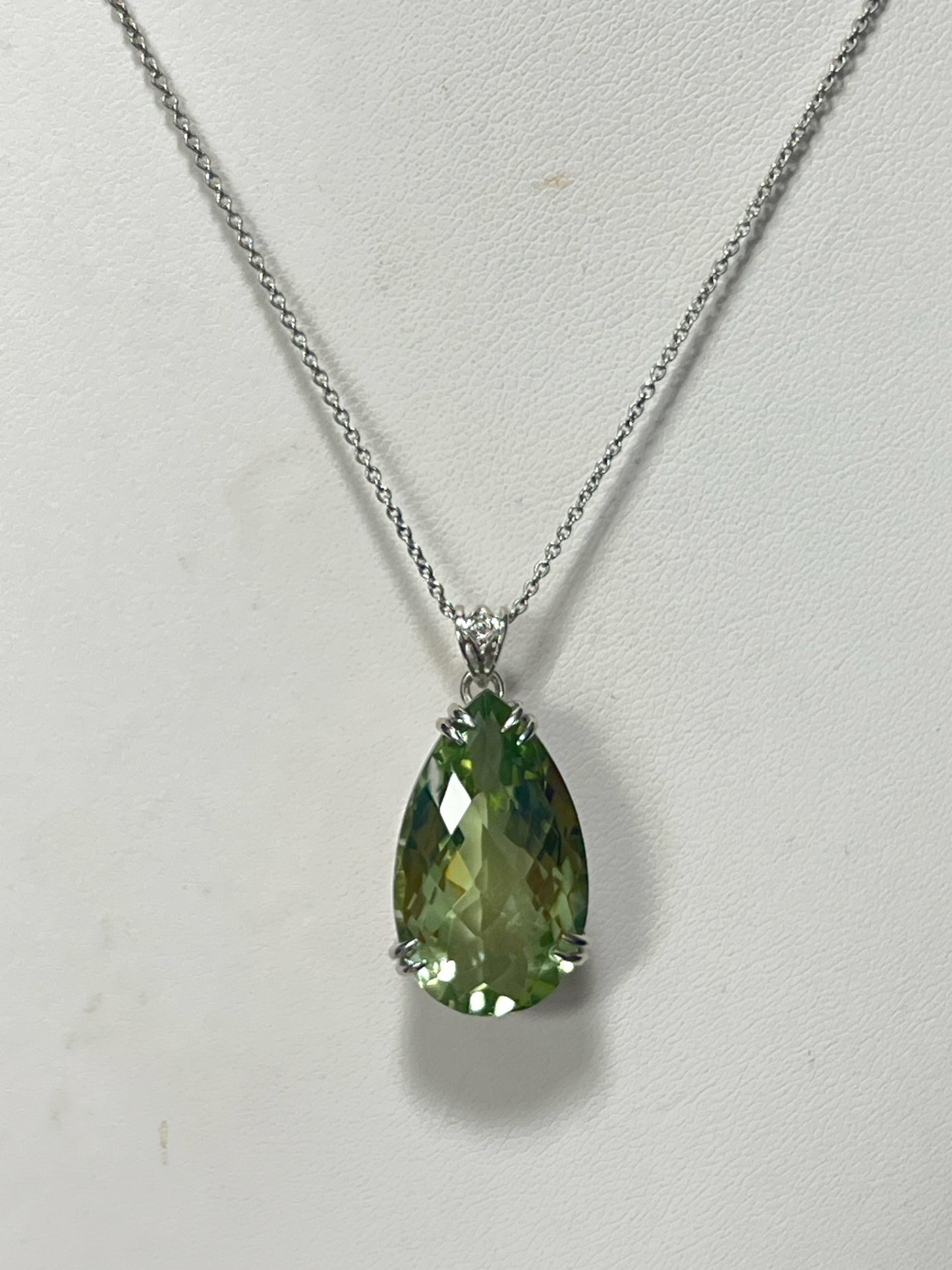 Sterling Silver Prasiolite Necklace & Pendant  New JTV