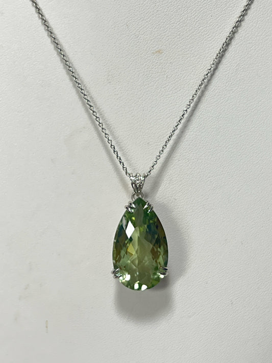 Sterling Silver Prasiolite Necklace & Pendant  New JTV