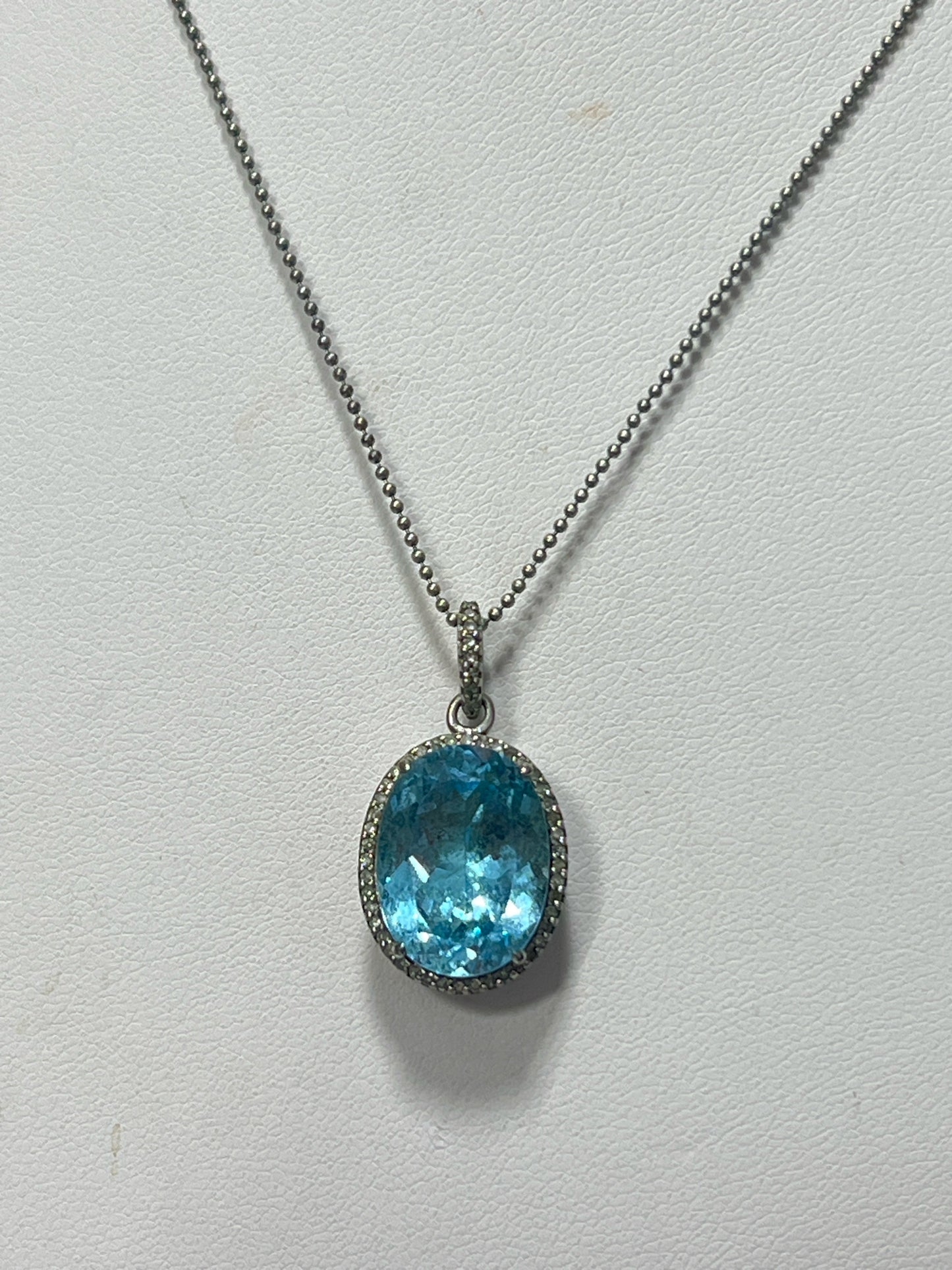 Sterling Silver Blue Topaz Necklace New JTV