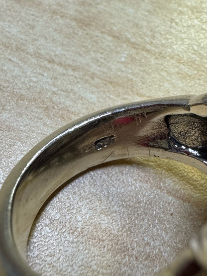 Vintage Massive Sterling Silver Garnet Ring 1.3" x 1.08" Large Heavy 23g Size 9