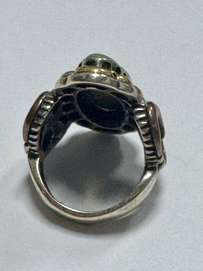 Carolyn Pollock Sterling Silver Copper & Brass Green Turquoise Ring Size 7