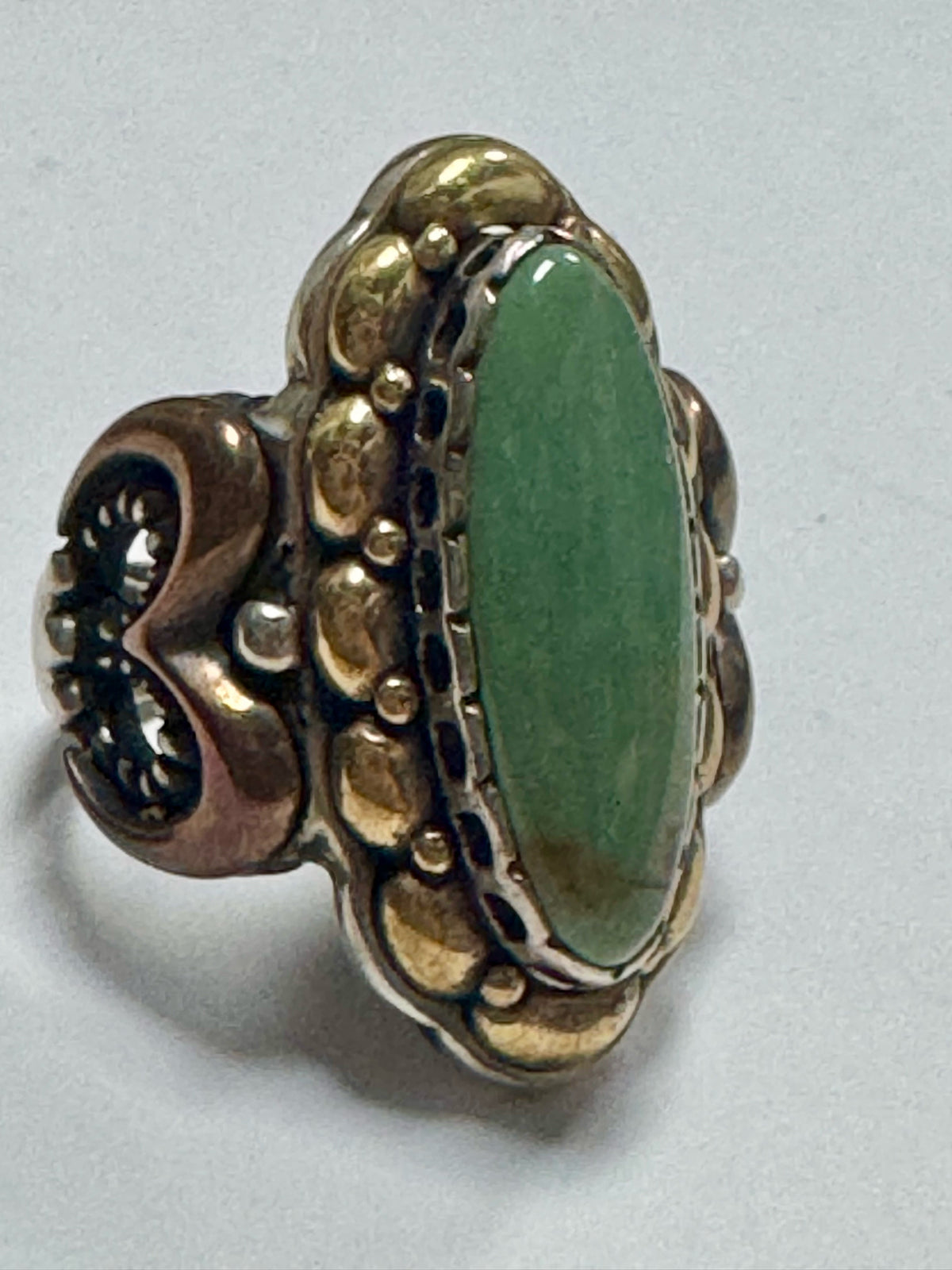 Carolyn Pollock Sterling Silver Copper & Brass Green Turquoise Ring Size 7
