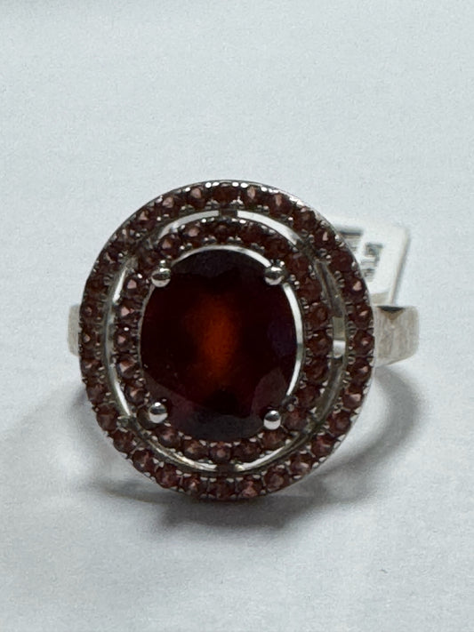 Sterling Silver Hessonite & Garnet Ring New w/ Tags JTV Size 9