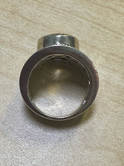 Samuel Benham BJC 925 Sterling Silver Wide Band Oval Citrine Ring Size 8.25