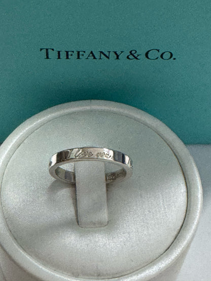 Tiffany & Co. Sterling Silver I Love You Notes Narrow Band Ring Size 5