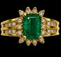14k Yellow Gold Emerald & Diamond Ring