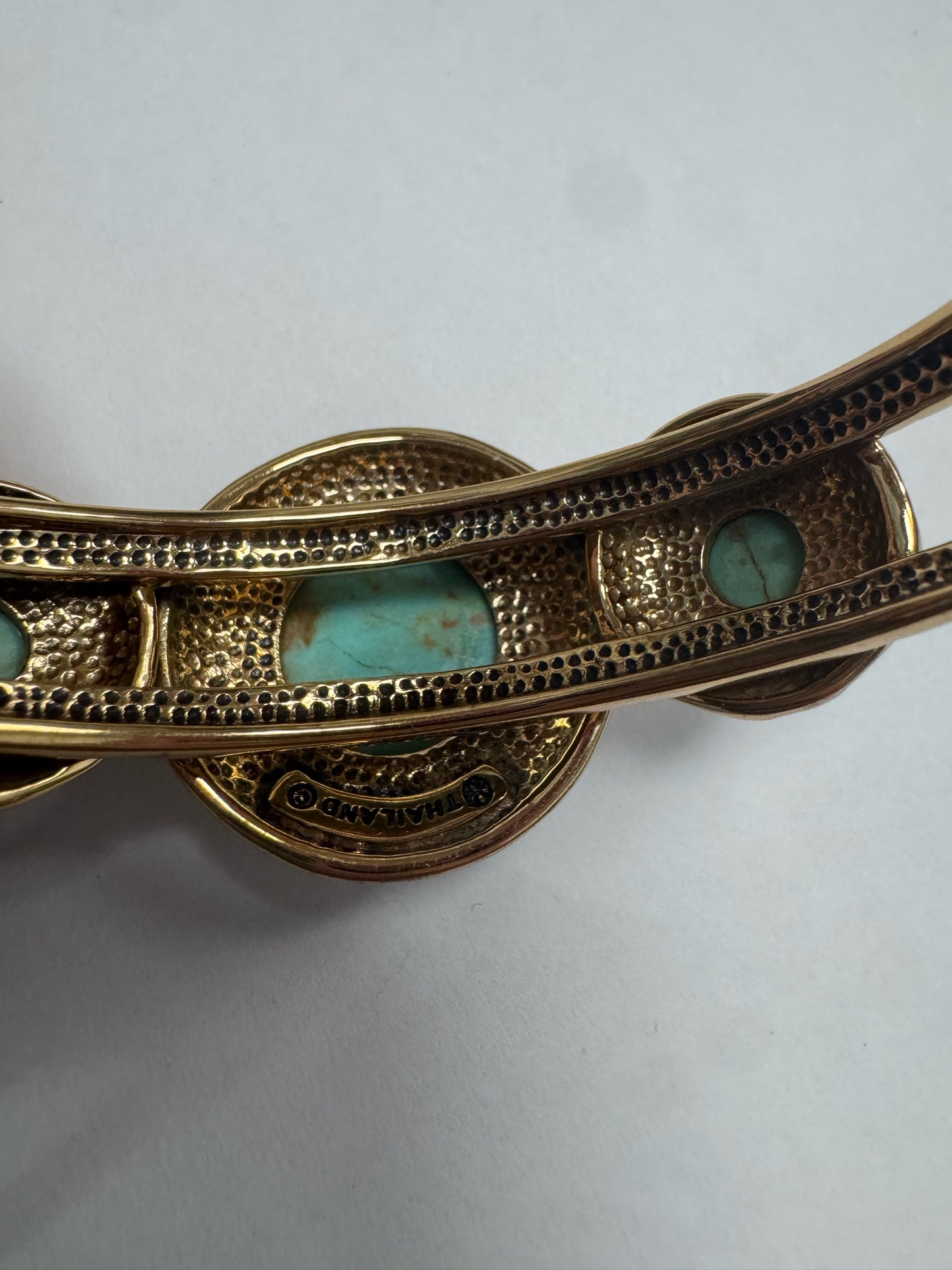 Barse Bronze Cuff Bracelet 3 Round Turquoise