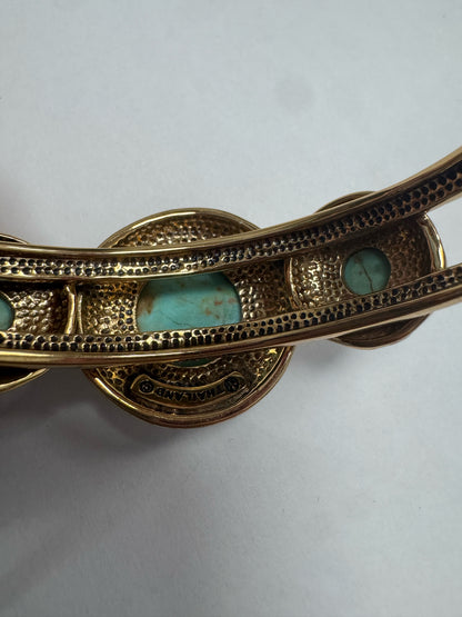 Barse Bronze Cuff Bracelet 3 Round Turquoise