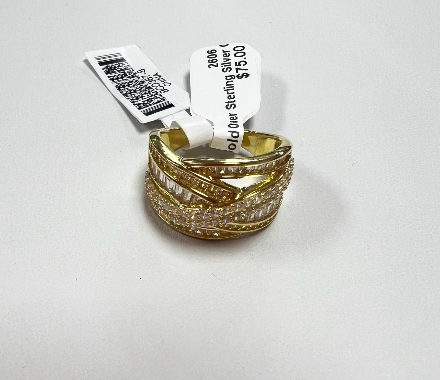 Gold Over Sterling Silver CZ Ring Size 8 JTV