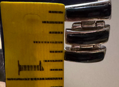 Betty Thomas Sanel Navajo 925 Sterling Silver Black Onyx Drop Dangle Earrings