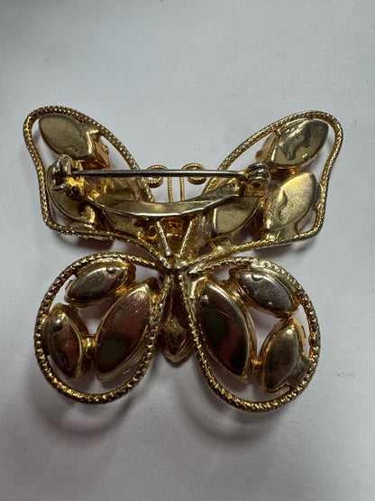 Juliana Rare Vintage Red Milk Glass Marquise Butterfly Brooch Pin Figural