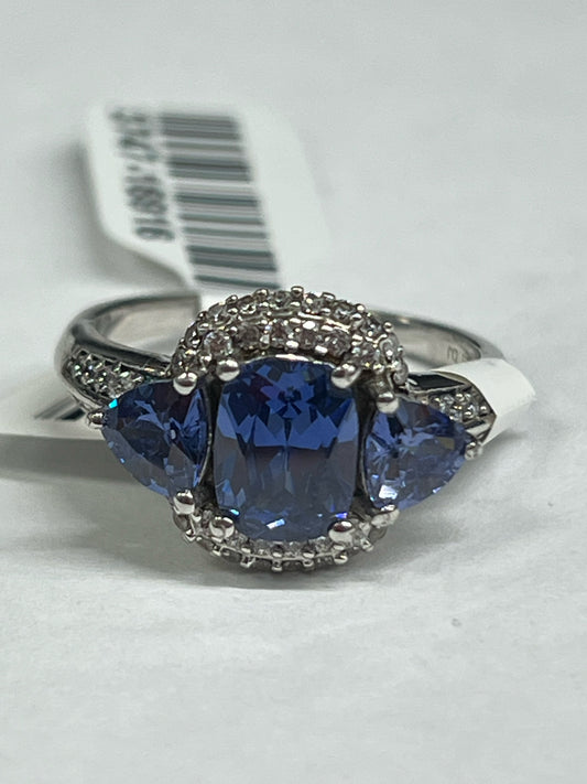 Sterling Silver Blue & White CZ Ring New w/ Tags JTV Size 8