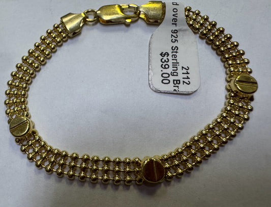 Gold over 925 Sterling Bracelet