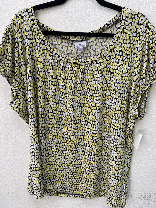 black and yellow Worthington Short Sleeve Shirt Women's