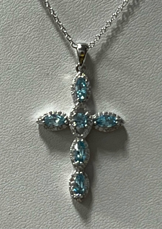 Sterling Silver Blue Topaz Necklace New JTV