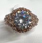 Rose Gold Over Sterling Silver CZ Ring Size 9 JTV
