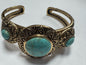 Barse Bronze Cuff Bracelet 3 Round Turquoise