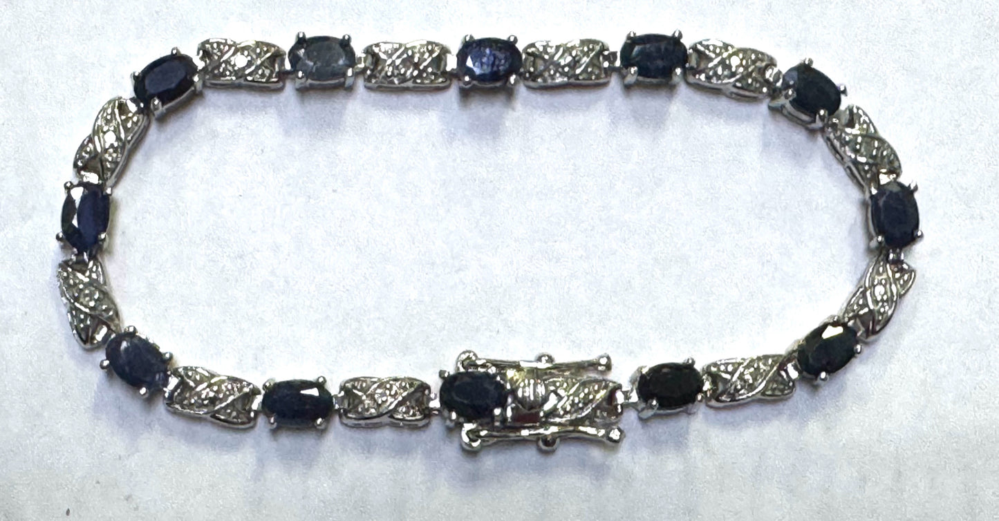 Sterling Silver Sapphire Tennis Bracelet 7.25"