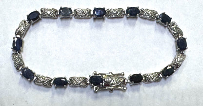 Sterling Silver Sapphire Tennis Bracelet 7.25"