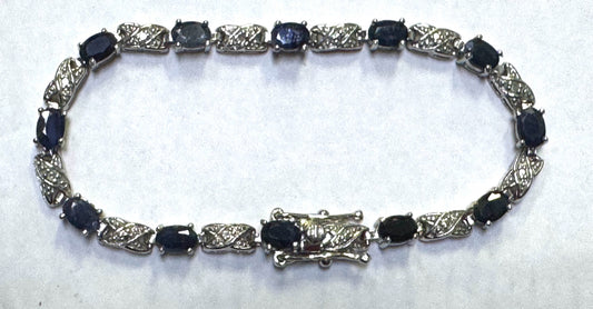 Sterling Silver Sapphire Tennis Bracelet 7.25"