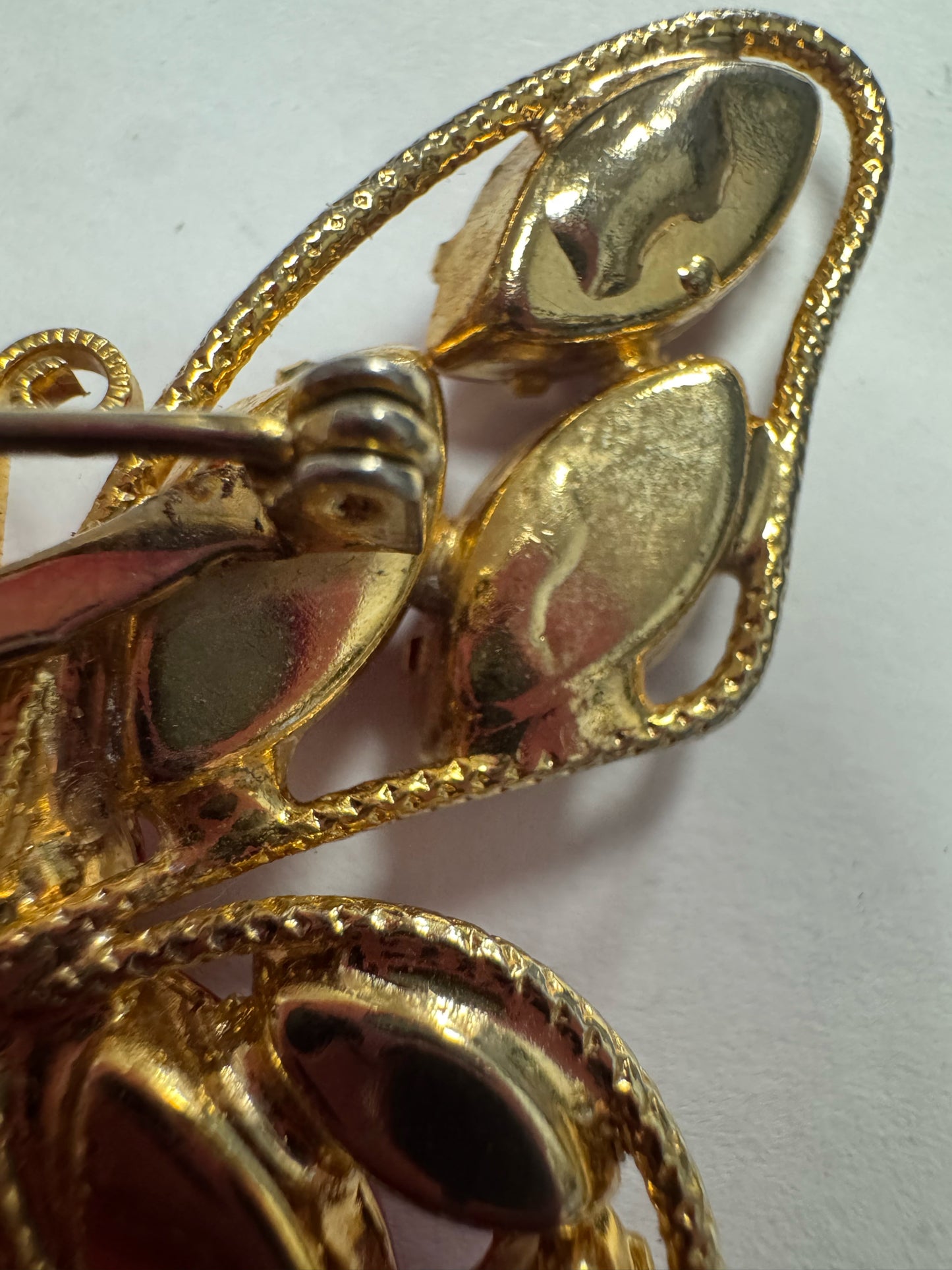 Juliana Rare Vintage Red Milk Glass Marquise Butterfly Brooch Pin Figural