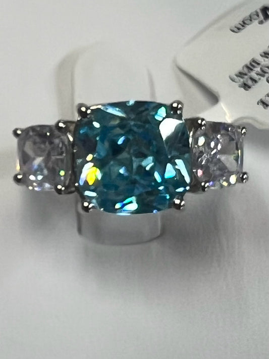 Sterling Silver Bella Luce Blue White CZ Ring Size 8 New JTV 5.59 ct tw