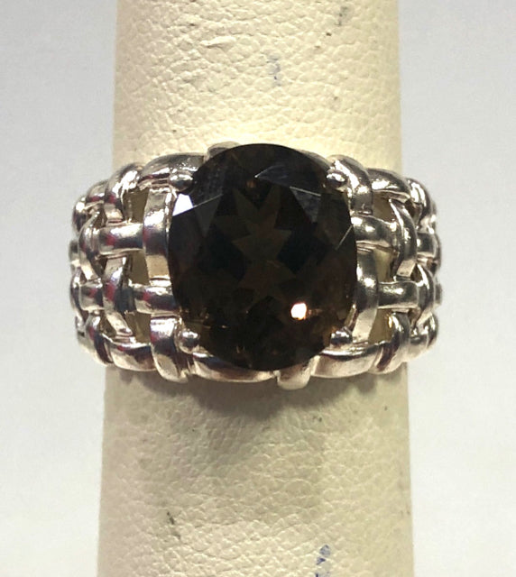 Sterling Silver Smoky Topaz Ring Size 8