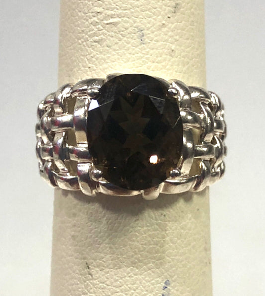 Sterling Silver Smoky Topaz Ring Size 8