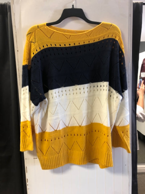 Navy/White/Yellow SHEIN Sweater Women's