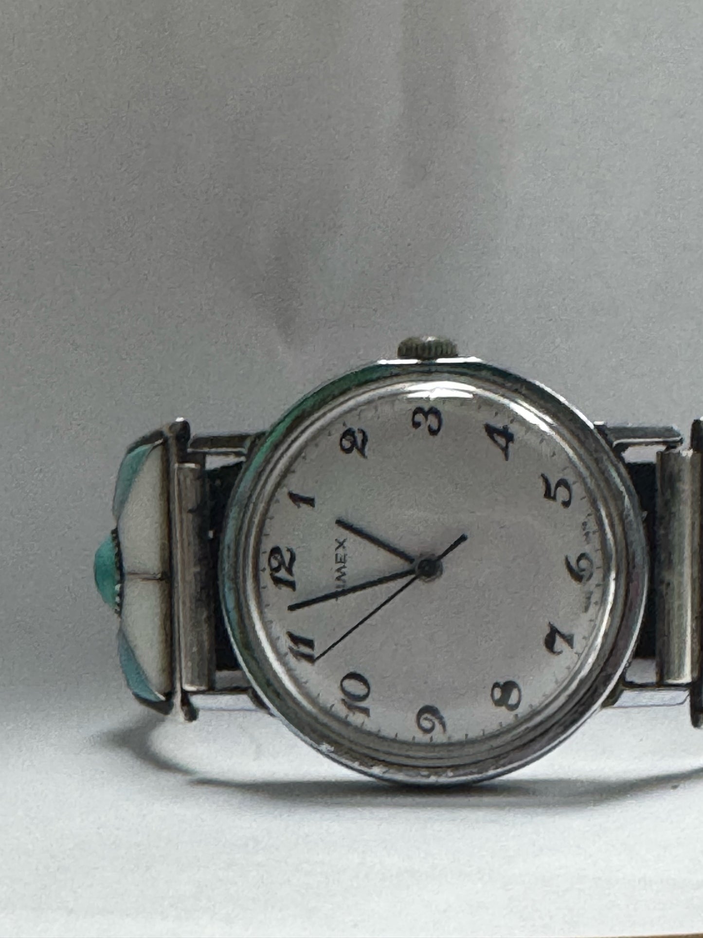 Teme Sterling Silver Inlaid Watch Band Tips Zuni MOP & Turquoise
