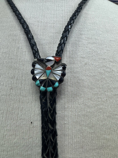 Zuni Sterling Silver Native American Vintage Bolo Tie