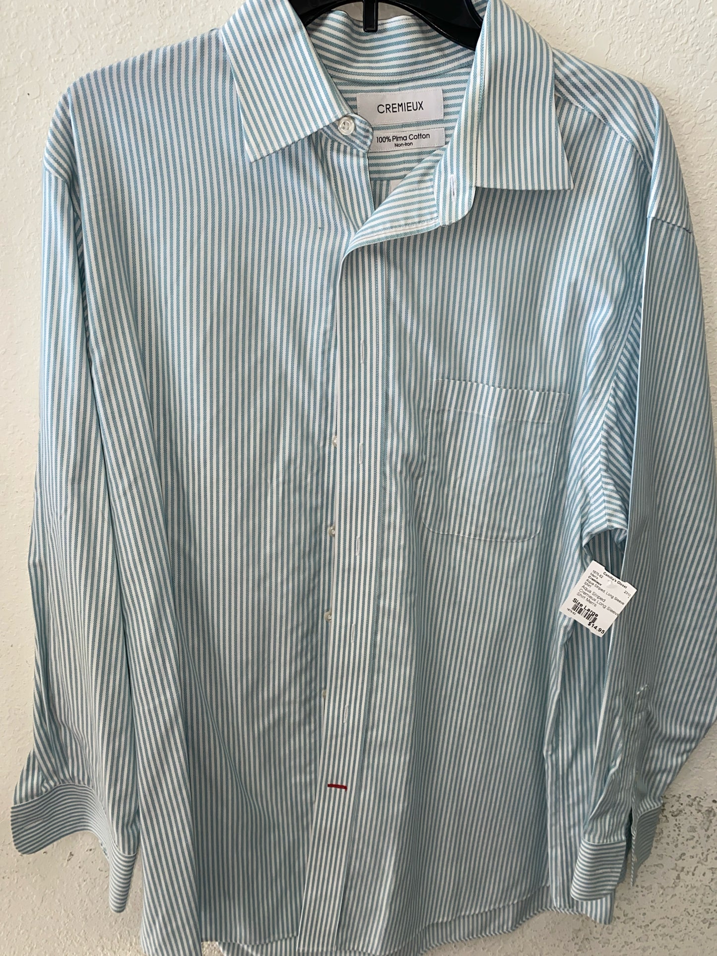 Aqua Striped Cremieux Long Sleeve Shirt Men's