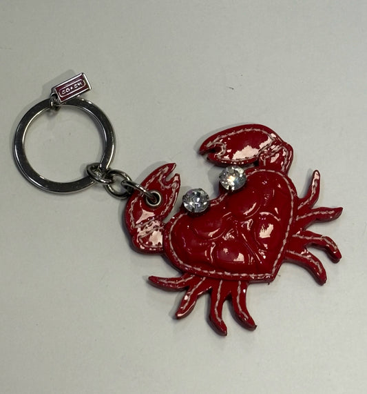 Coach Crystal Patent Leather Signature Embossed Crab Keychain 92705