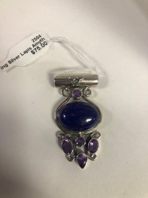 Sterling Silver Lapis Amyth Pendant