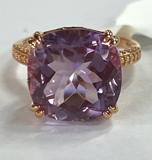 Rose Gold Over Sterling Silver Amethyst Ring Size 8 New w/ tags JTV
