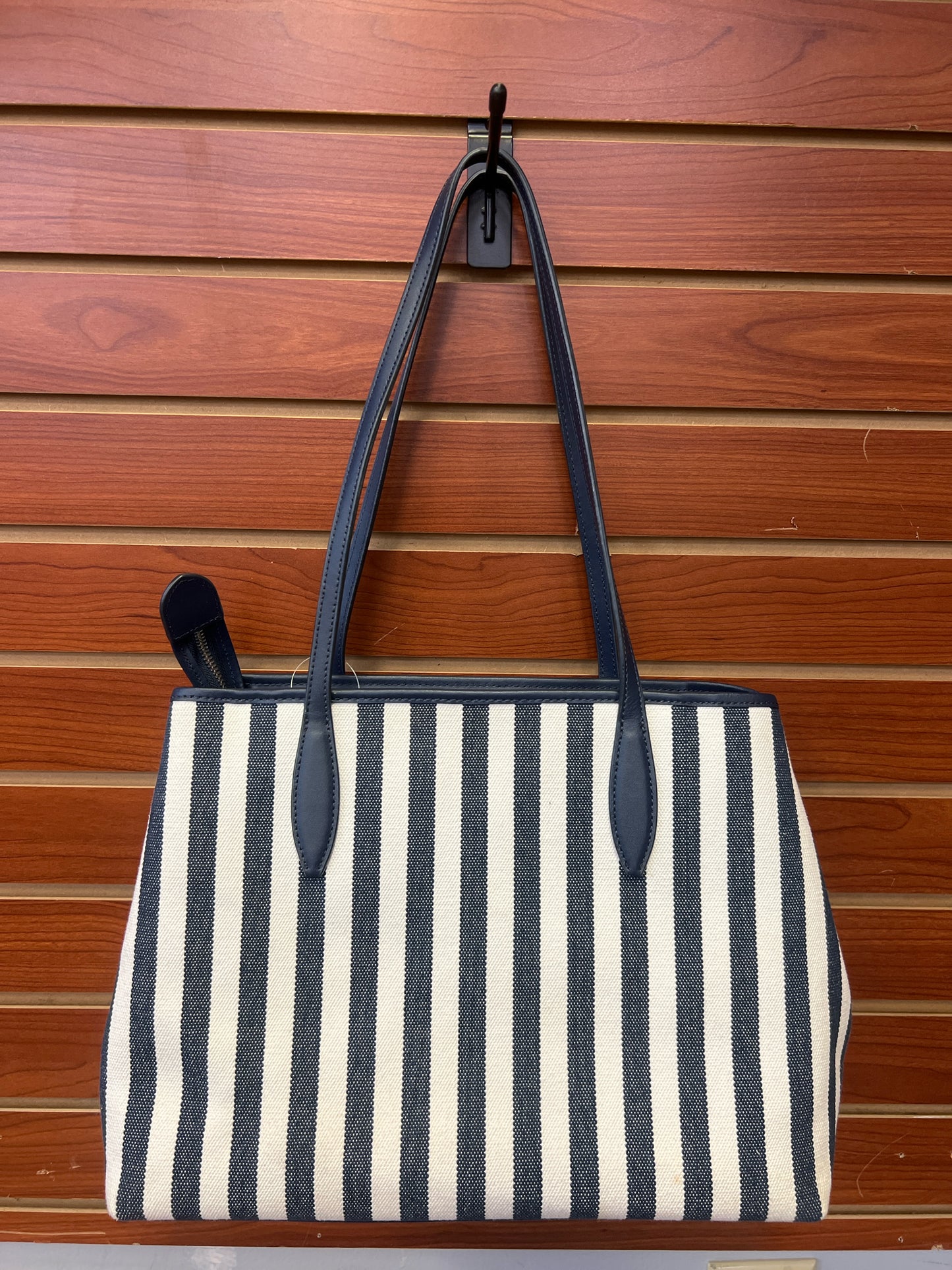 Designer Kate Spade White/Navy Striped Tote Bag